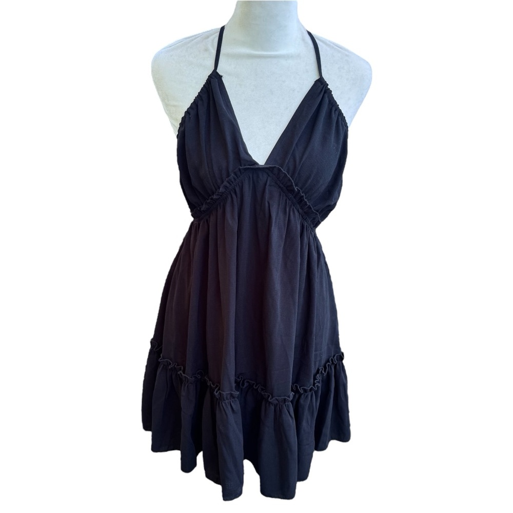 SHEIN Flowy Black Sexy Beach Summer Cottagecore Girly Sleeveless Dress Medium